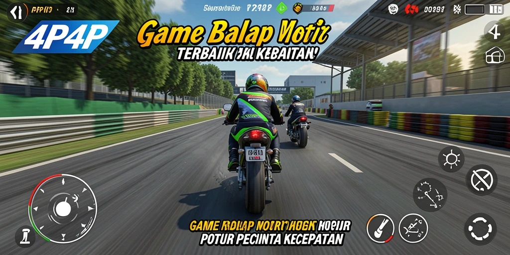 Screenshot menampilkan pengalaman balap motor yang mendebarkan.
