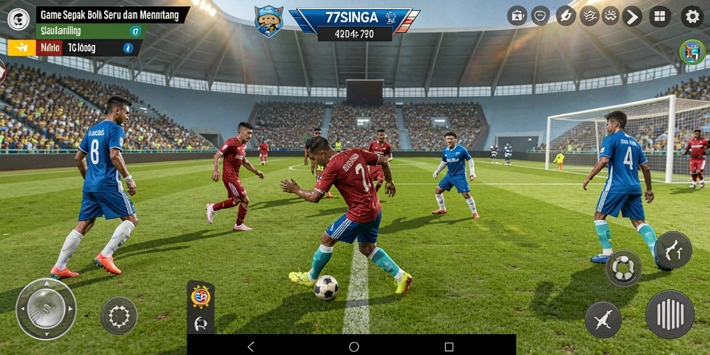 Tampilan gameplay seru dari 77SINGA saat bertanding di lapangan.