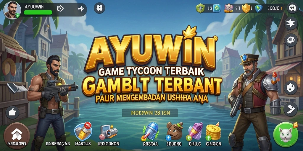 Tampilan gameplay AYUWIN yang menampilkan pengelolaan bisnis yang seru.