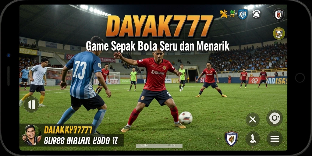 Tampilan gameplay sepak bola yang menarik dan menegangkan.