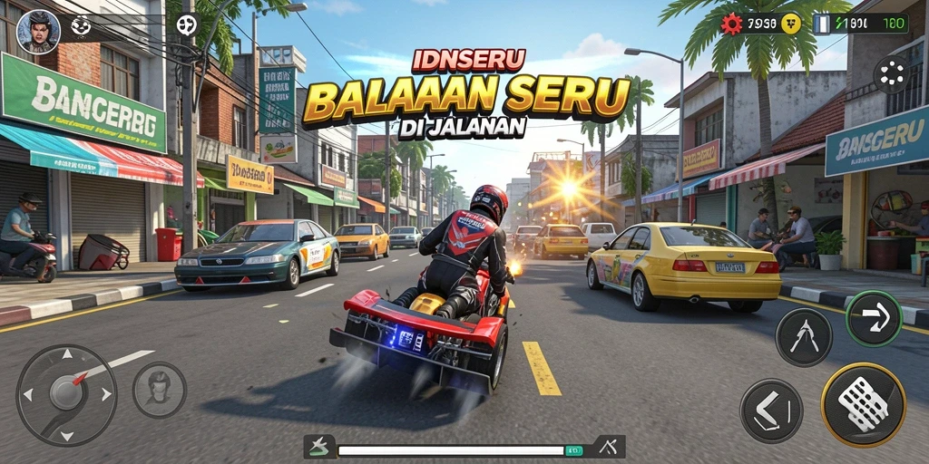 Tampilan gameplay seru dari IDNSERU yang penuh aksi balapan.