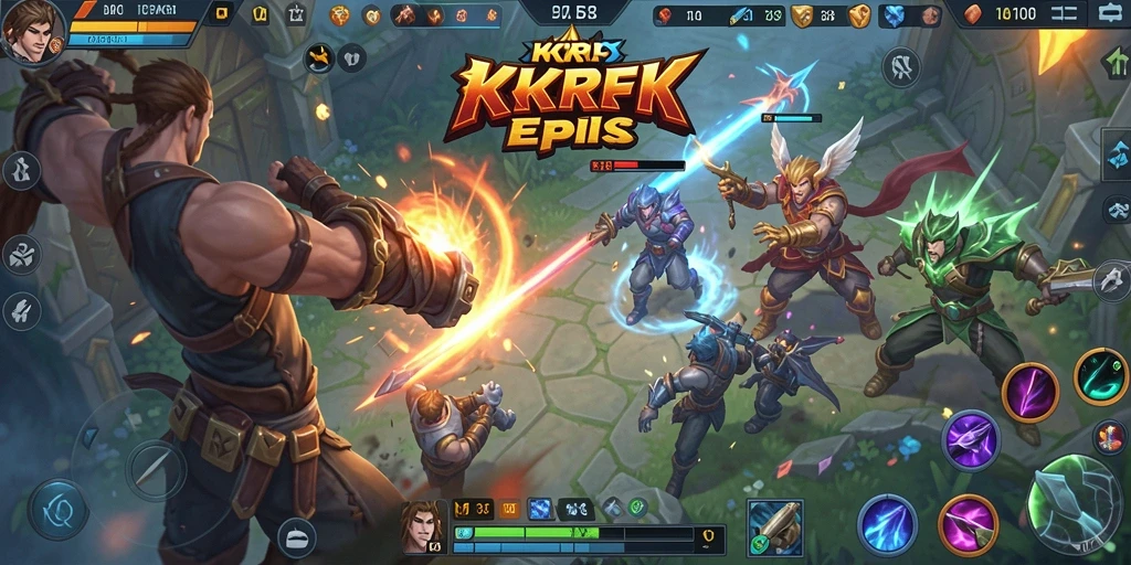 Tampilan gameplay MOBA KKRP yang menegangkan dan strategis.