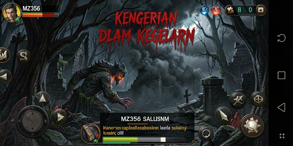 Screenshot gameplay menampilkan suasana yang mencekam dan penuh ketegangan.