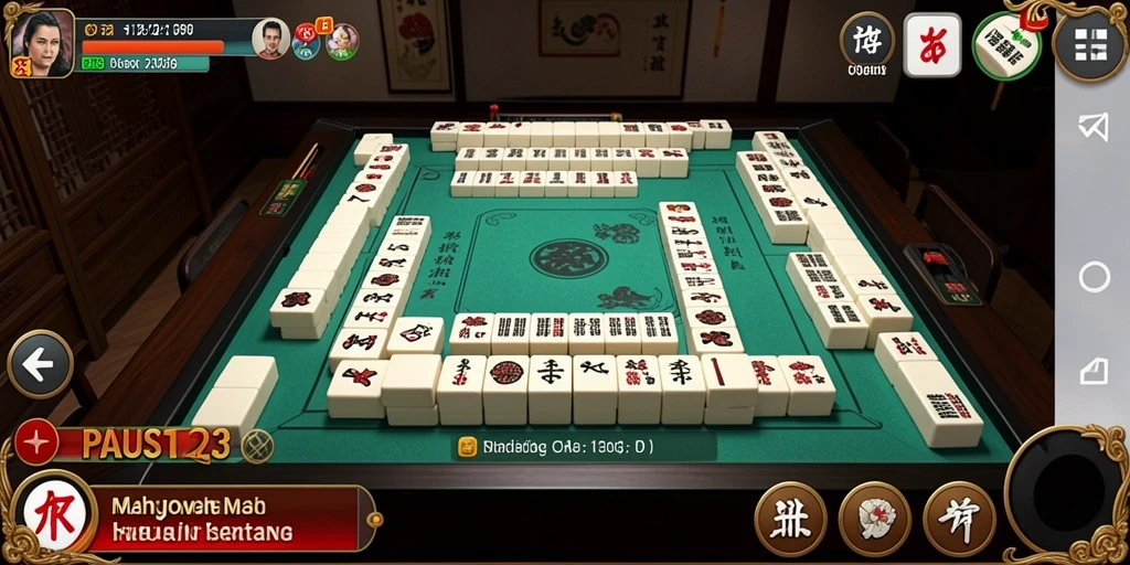 Tampilan gameplay PAUS123 dengan desain ubin Mahjong yang menarik.