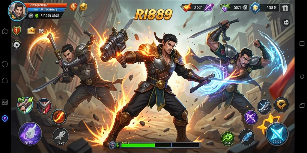Screenshot menunjukkan gameplay aksi mendebarkan RI889 dengan grafis menarik.