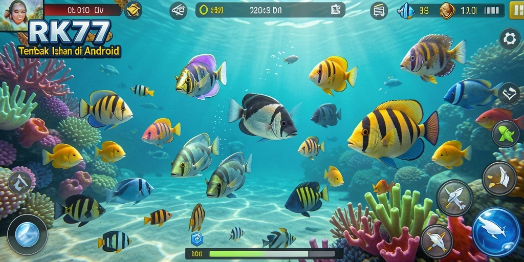 Tampilan gameplay menembak ikan yang seru dan menantang di RK77.