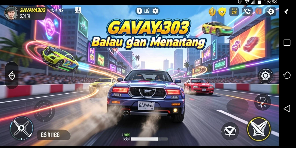 Tangkapan layar SAVAYA303 menampilkan aksi balapan yang mendebarkan.