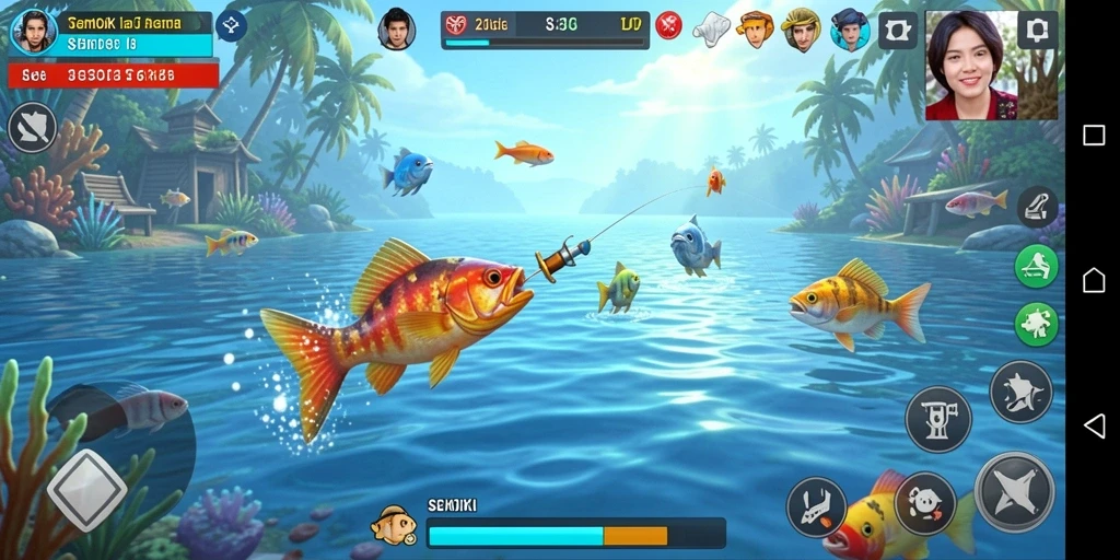 Tampilan gameplay SEHOKI yang menarik dengan aksi menembak ikan.
