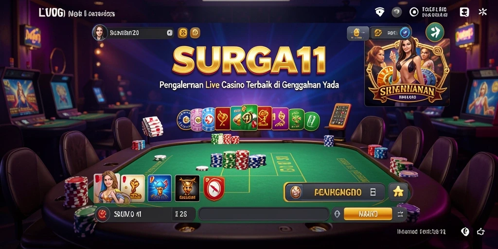 Screenshot gameplay Live Casino SURGA11 menunjukkan dealer yang ramah dan permainan yang menarik.